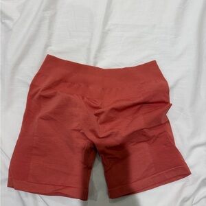 High-Waist Ribbed Bike Shorts in Rust